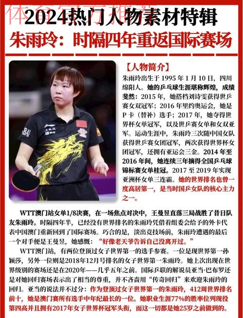 朱雨玲：碰到老朋友就问“我有进步吗？”